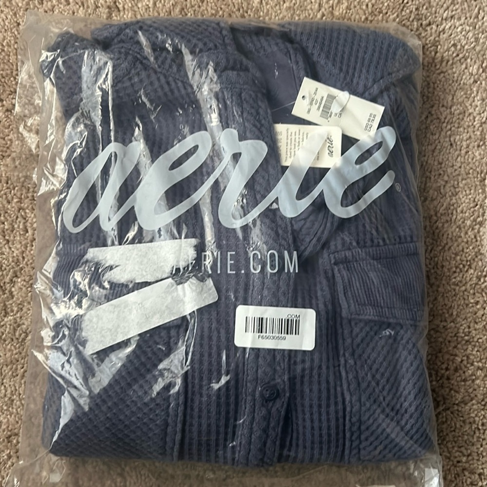 NWT Aerie Lumberjane Waffle shirt - blue